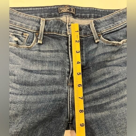 Abercrombie & Fitch Harper Low Rise Ankle Medium Wash Side Ribbon Size 4 - Picture 10 of 13